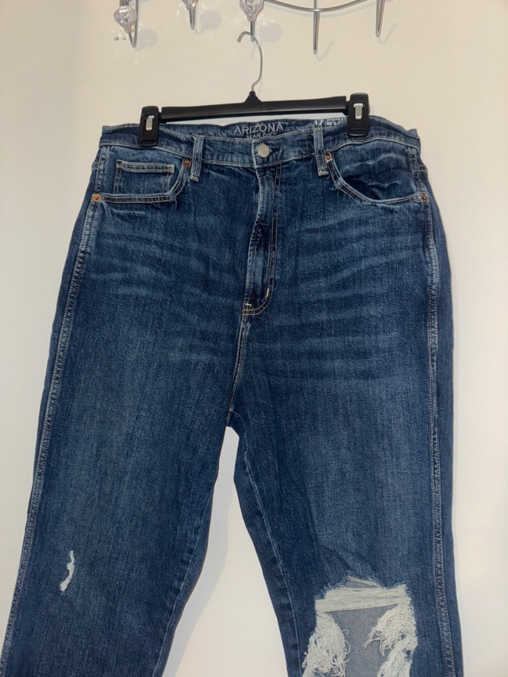 Arizona Jean Company Dark Blue Distressed Boyfriend Jeans